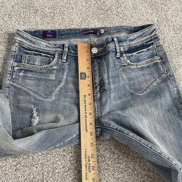Vigoss The Atlanta Flare Distressed Jeans Embroidered Stretch Size 11 - Picture 9 of 10